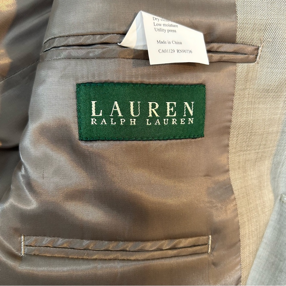 Lauren Ralph Lauren Men's Size 42R Tan Blazer Sports Coat Jacket Silk & Wool - Picture 4 of 16